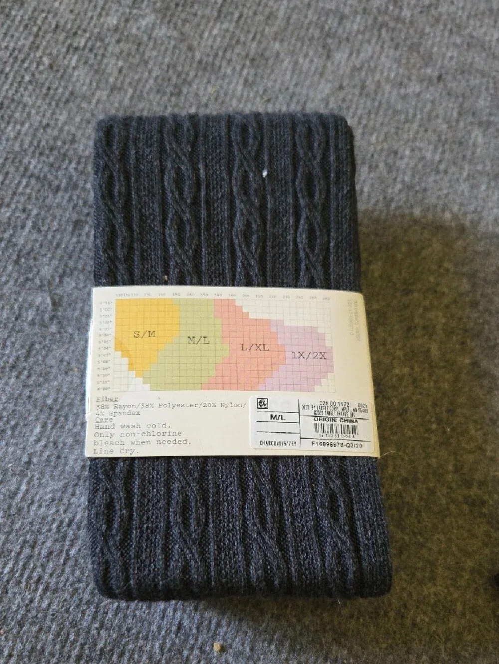 a new day Black Cable Knit Sweater Tights M/L
